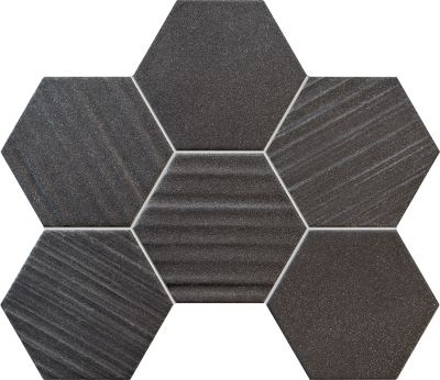 Tubadzin Horizon hex black mozaik dekorcsempe 22,1x28,9 cm